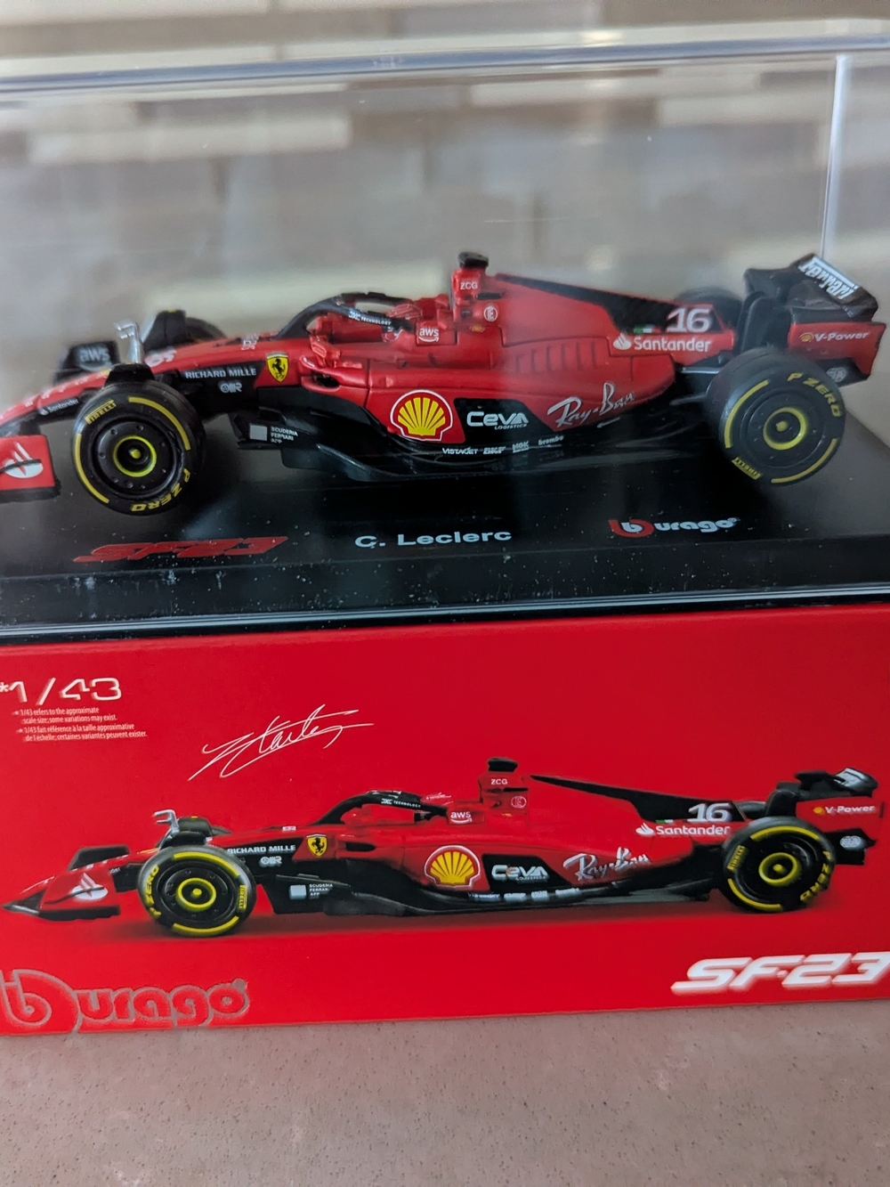 Ferrari SF23 1:43 Scale Die-Cast Race Car - Red & Black
